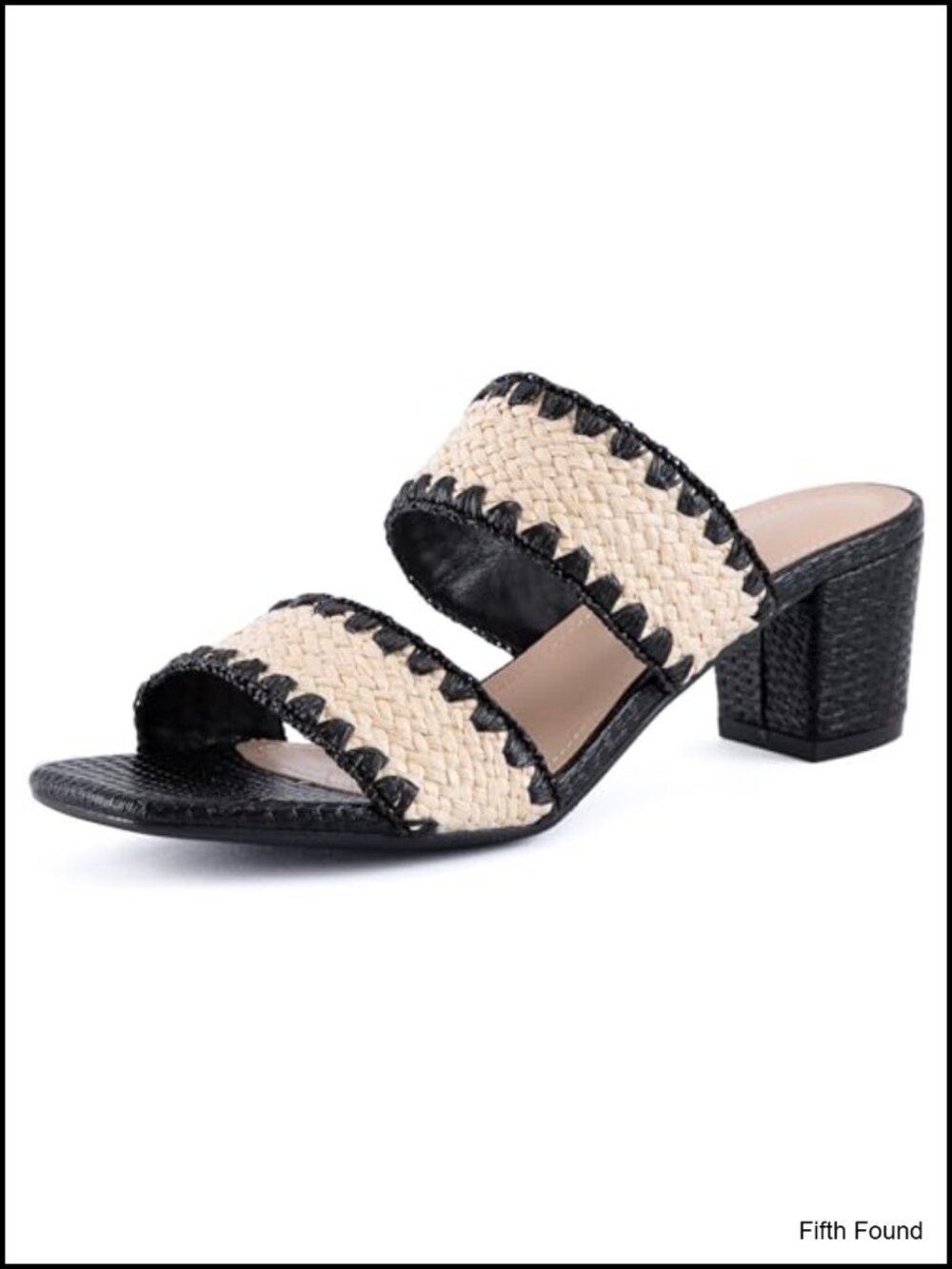 Braided Woven Low Heel Block Sandals Strappy Square Toe Comfort Slip On Shoes